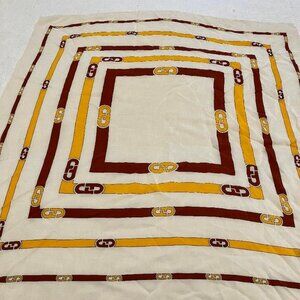 Vintage Salvatore Ferragamo Silk Scarf - cream, gold and rust
